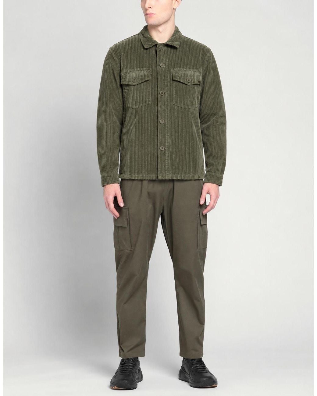 40weft Green Military Jacket Cotton, Elastane for men