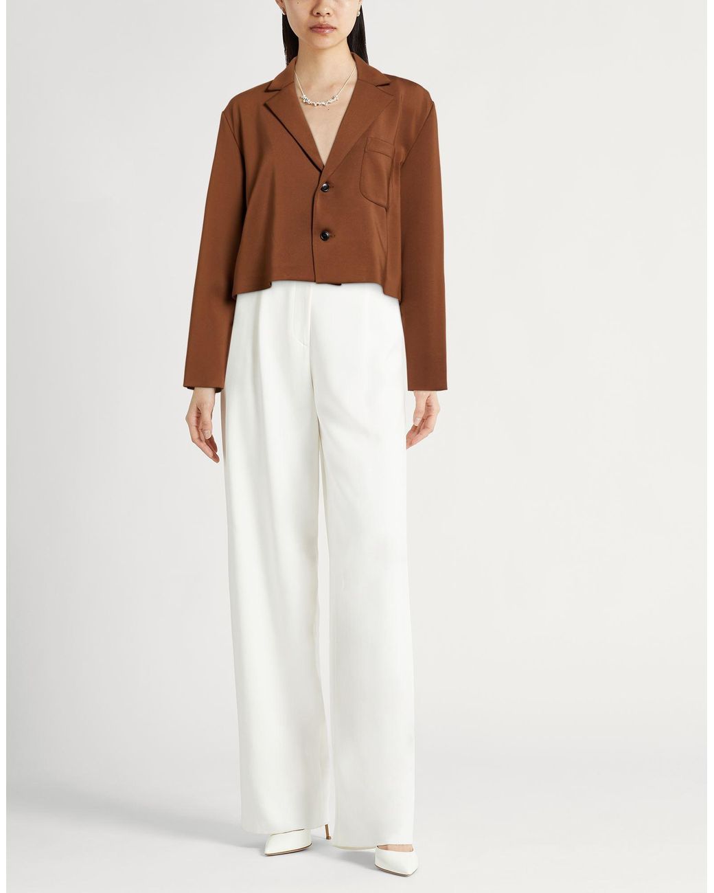 White Sand Brown Blazer Polyester, Elastane