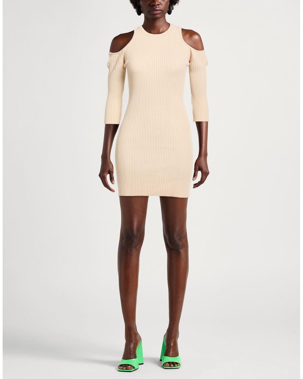 Kontatto Natural Mini Dress Viscose, Acrylic, Elastane
