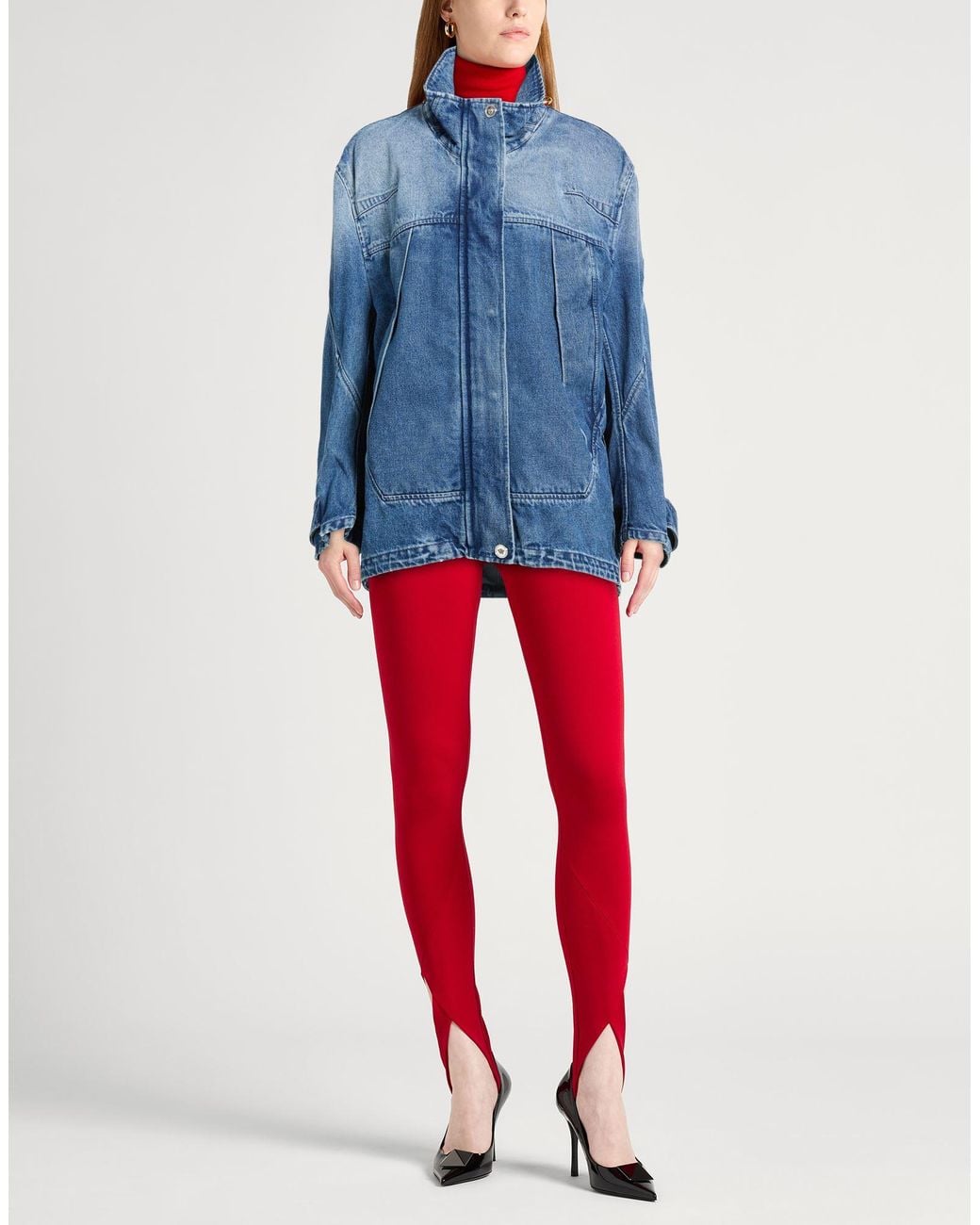 Versace Blue Denim Outerwear Cotton, Calfskin