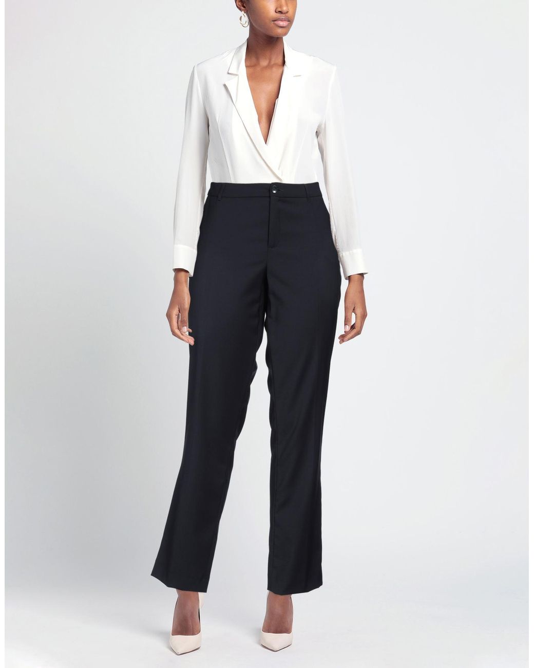Xandres Blue Pants Polyester, Wool, Elastane