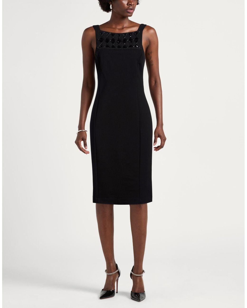 Roberto Cavalli Black Midi Dress Viscose, Polyamide, Elastane