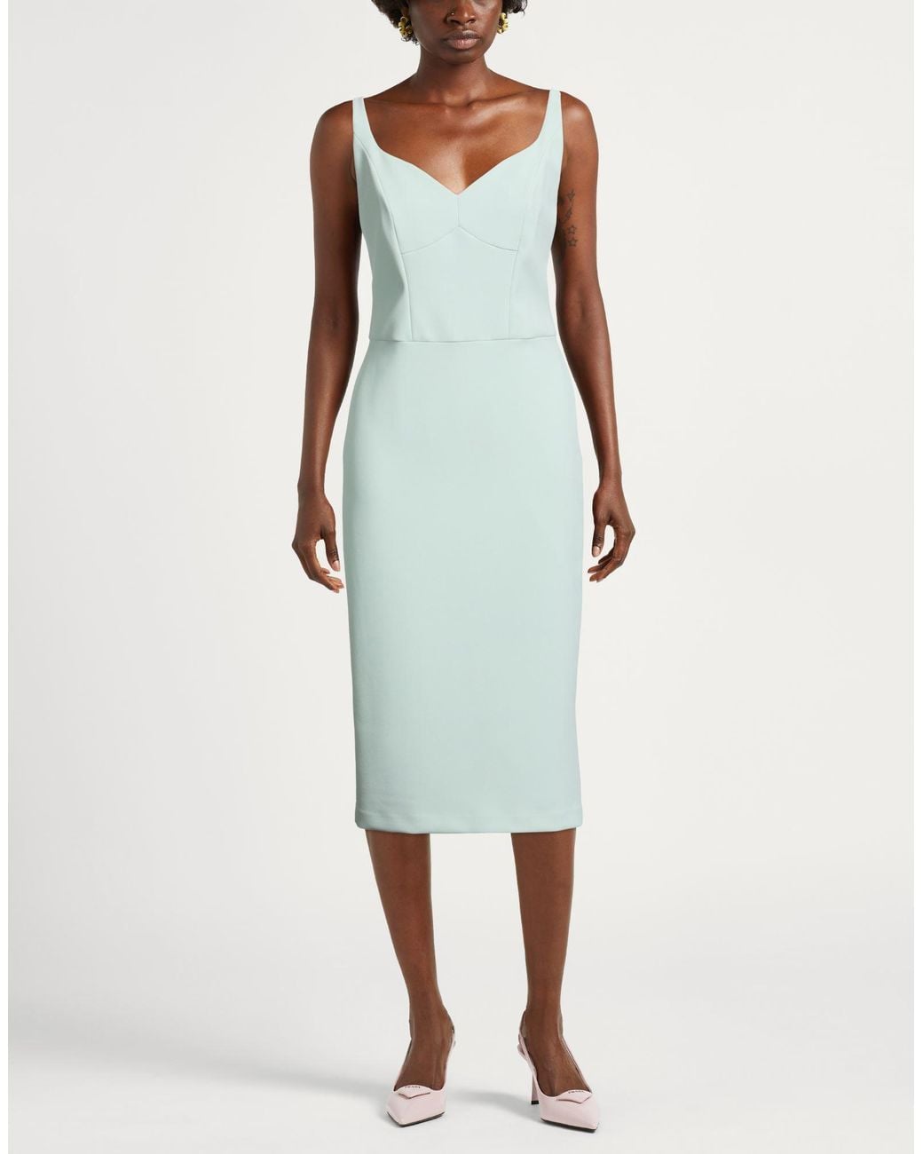 Elisabetta Franchi Blue Midi Dress Polyester, Elastane