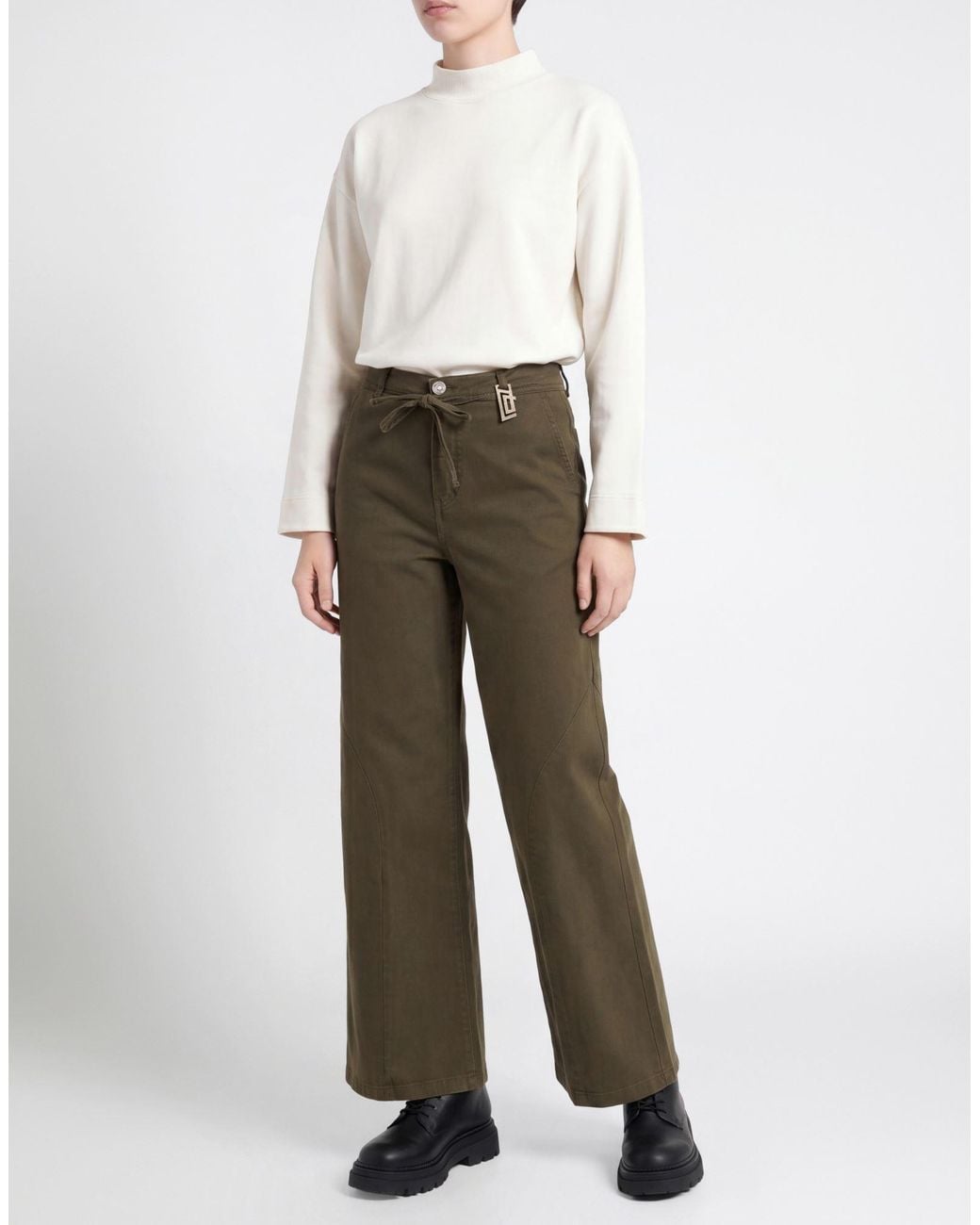 Jijil Green Military Pants Cotton, Elastane