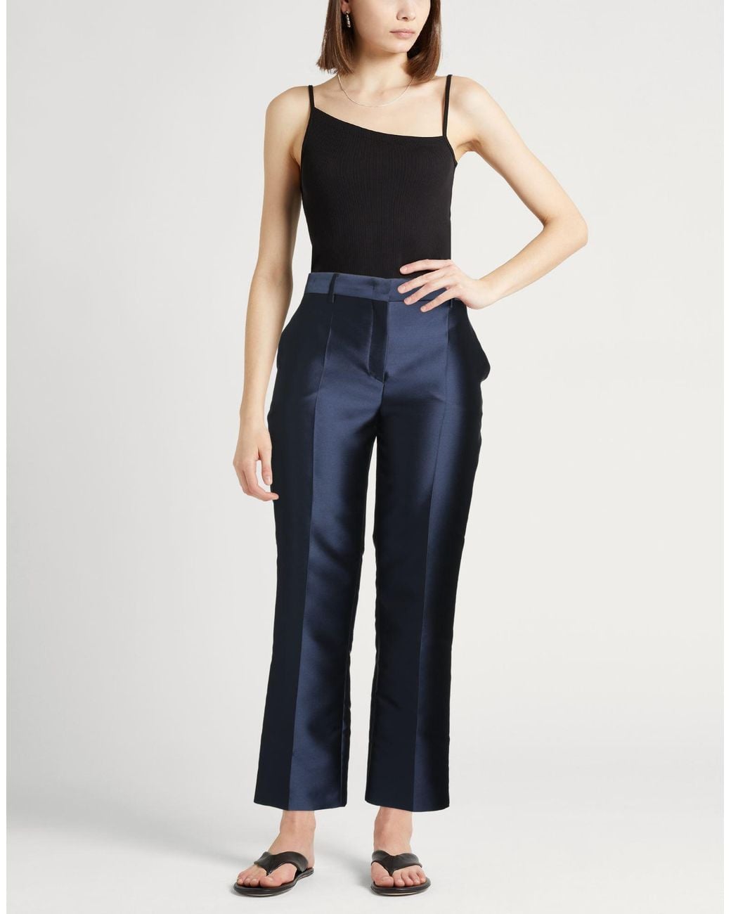 Alberta Ferretti Blue Pants Viscose, Linen, Elastane