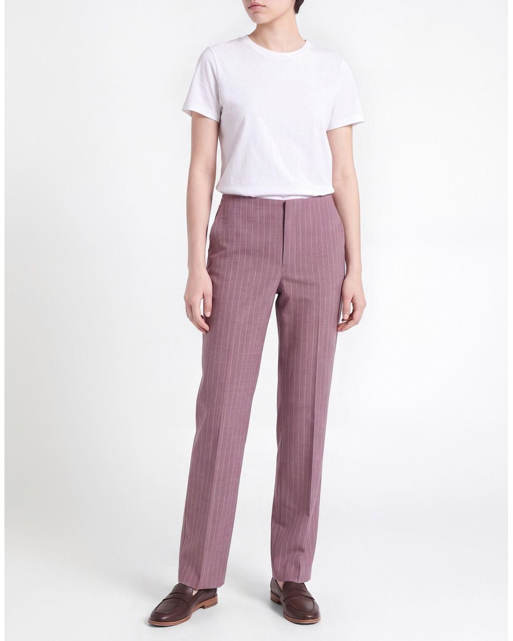 Moschino Purple Pants Polyester, Virgin Wool, Elastane