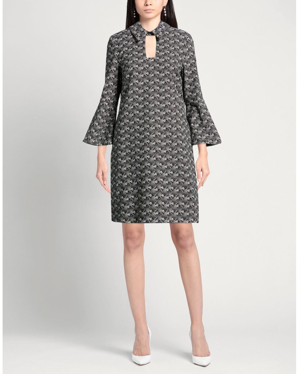 Camicettasnob Gray Mini Dress Cotton, Polyamide, Elastane