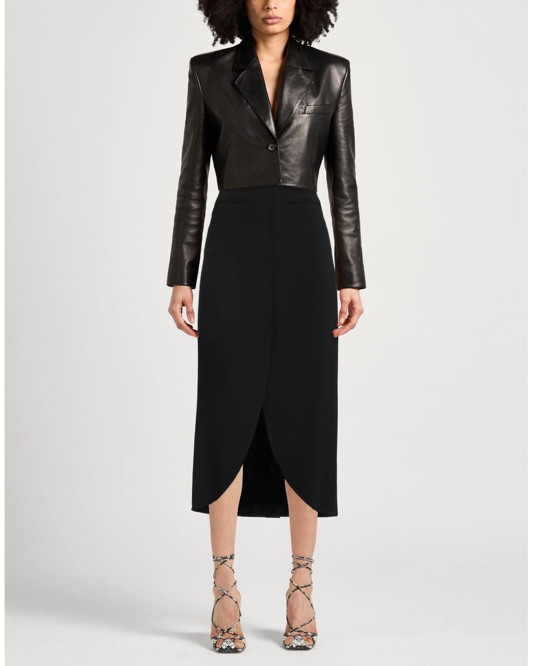 Courreges Black Midi Skirt Polyester, Polyurethane