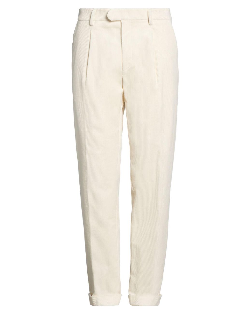 Alpha Studio Natural Cream Pants Cotton, Elastane for men