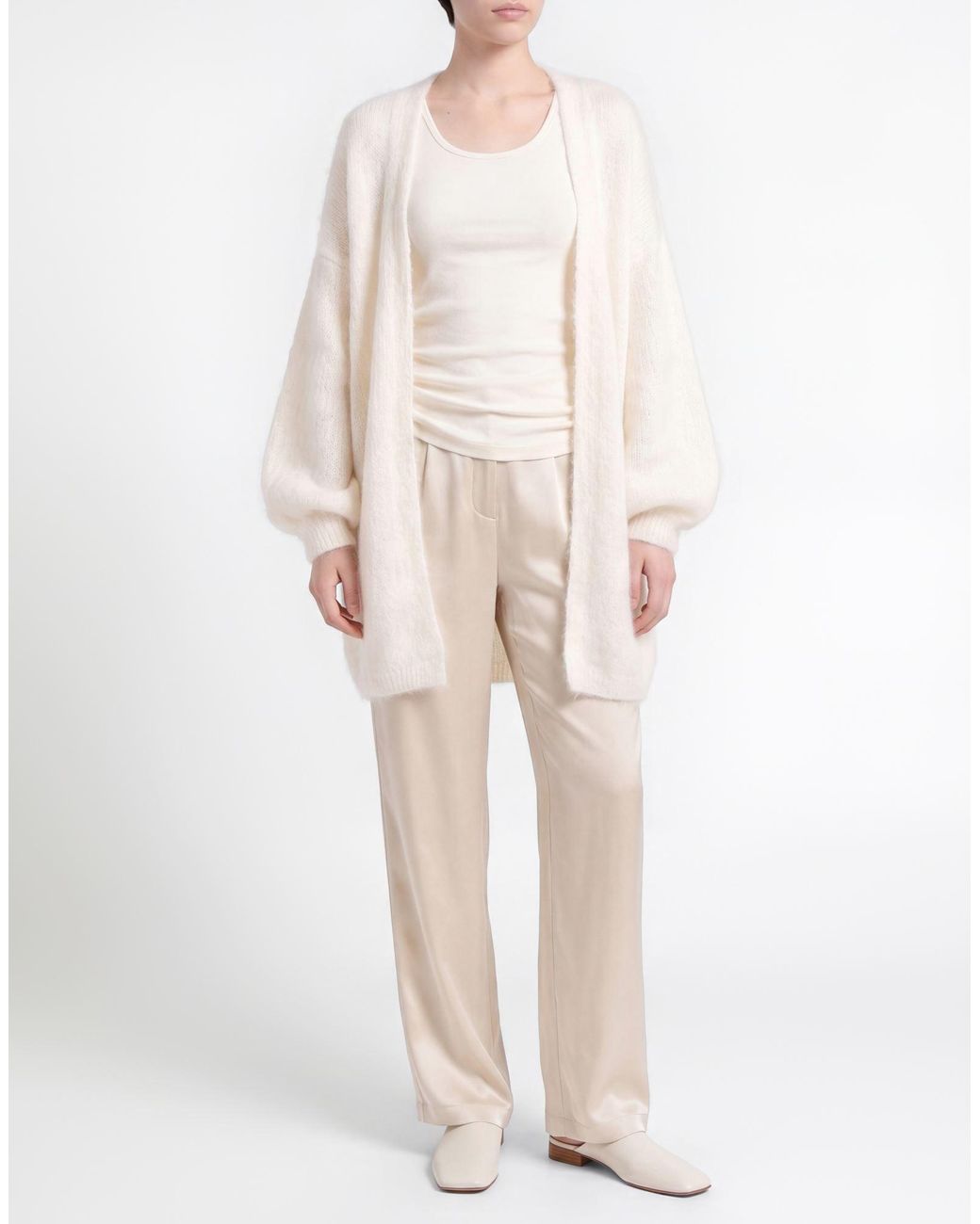 American Dreams White Cardigan Mohair Wool, Polyamide, Wool, Elastane