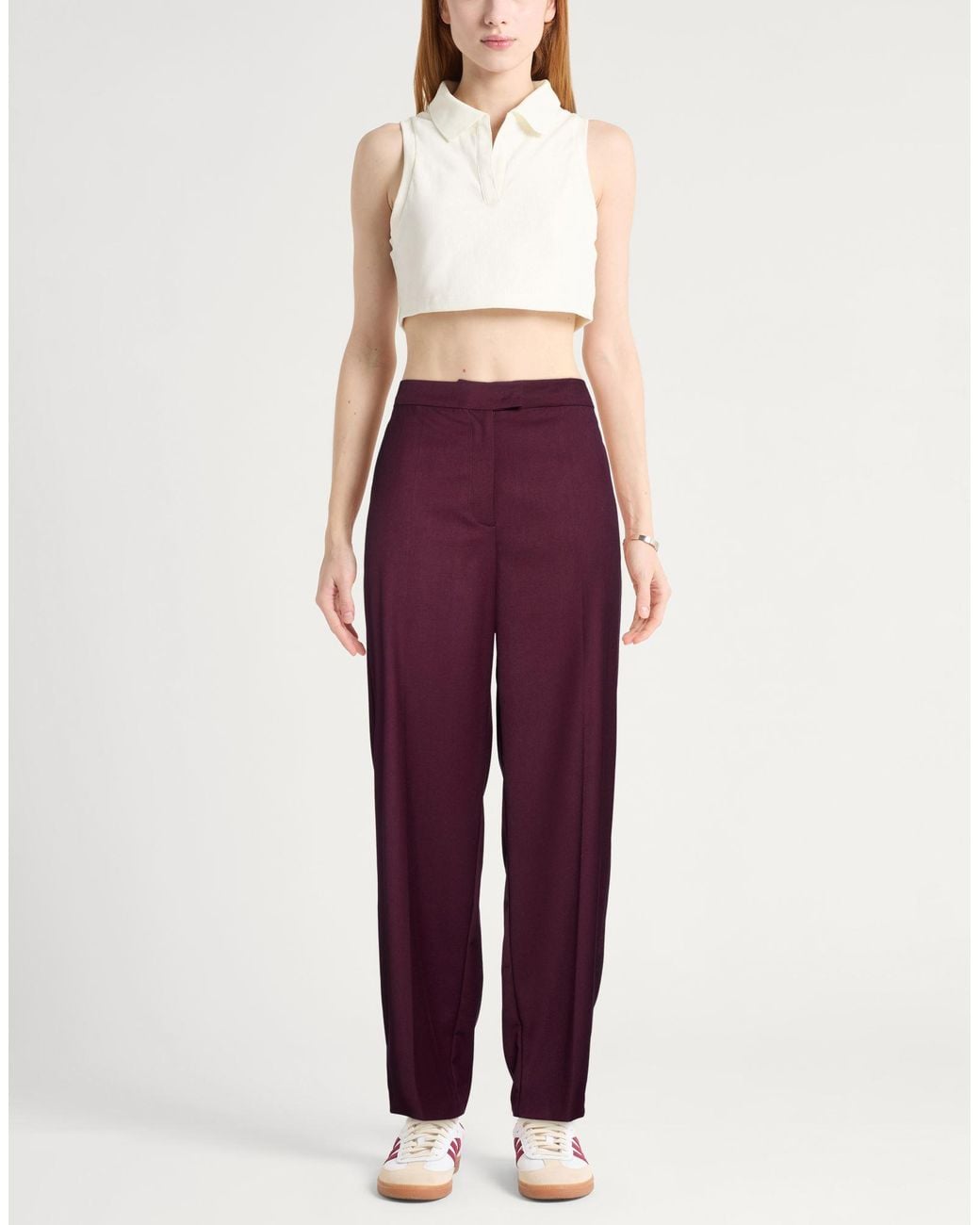 Jijil Purple Pants Polyester, Viscose, Elastane