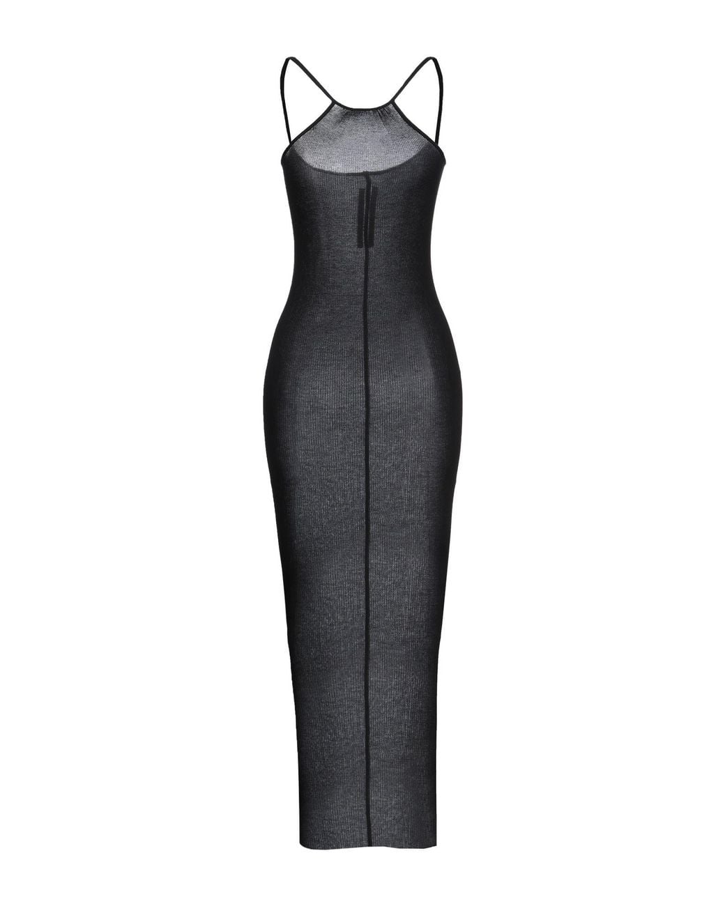 Rick Owens Black Midi Dress Viscose, Silk