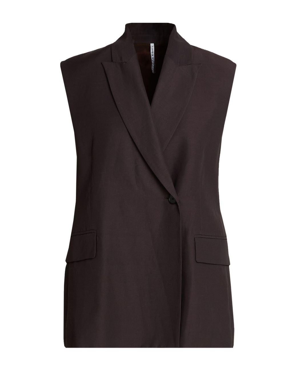 Liviana Conti Black Chocolate Tailored Vest Viscose, Linen