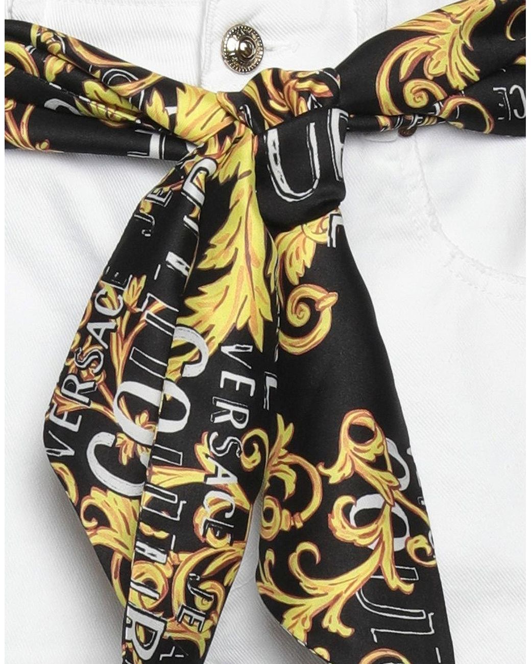 Versace Jeans Couture White Denim Shorts Cotton, Polyester