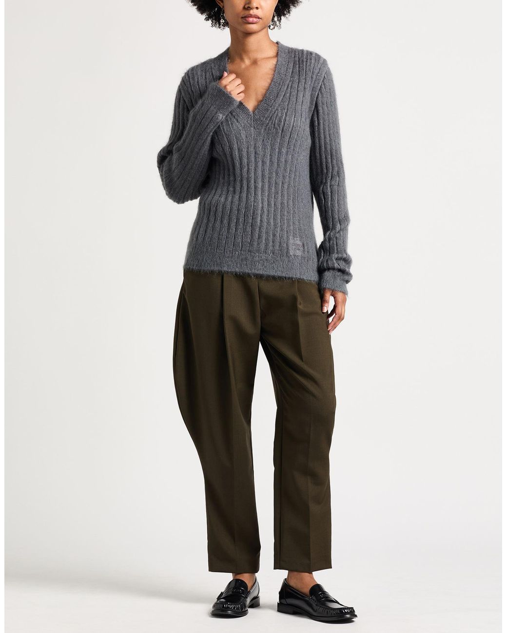 Fendi Blue Sweater Mohair Wool, Wool, Polyamide, Cashmere, Elastane