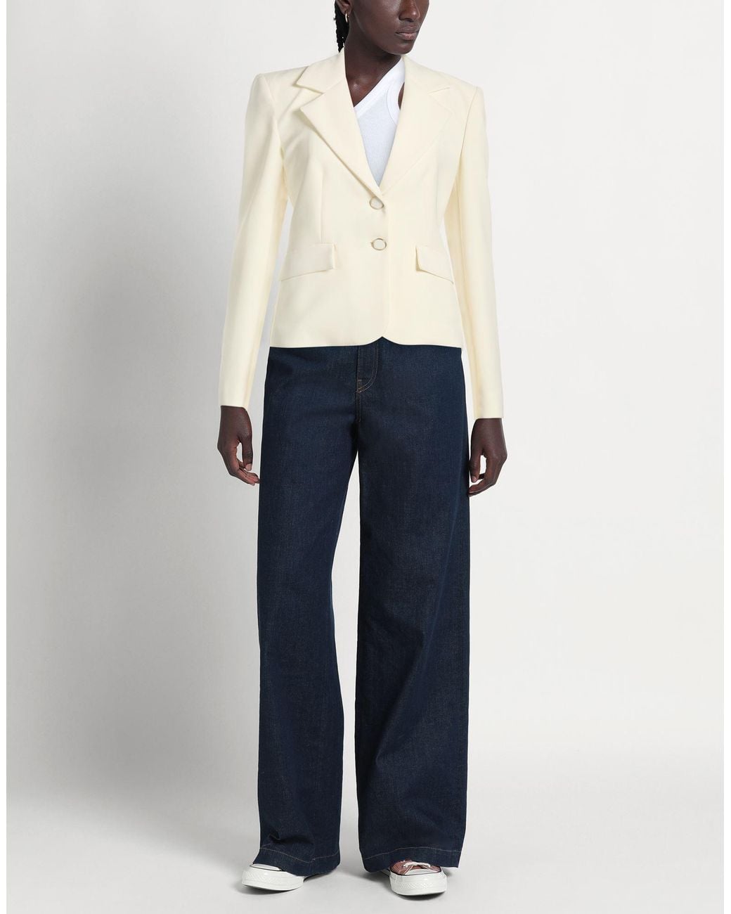 SIMONA CORSELLINI Natural Blazer Polyester, Elastane