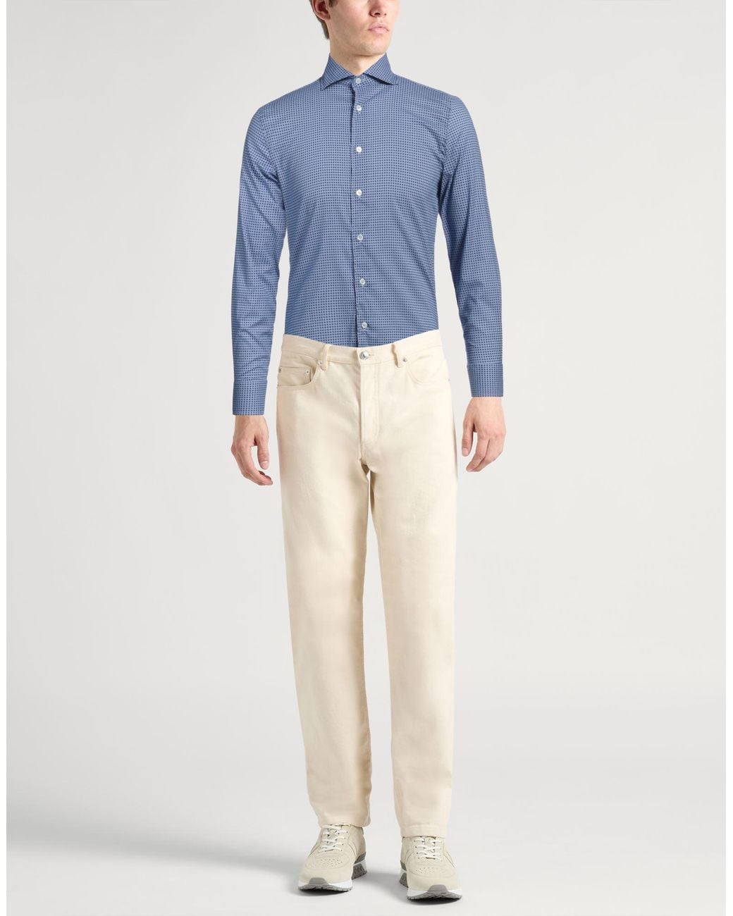 Fedeli Blue Shirt Cotton, Elastane for men