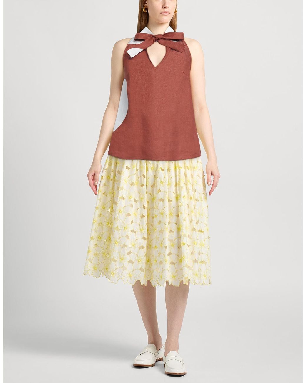 Liviana Conti Red Rust Top Linen