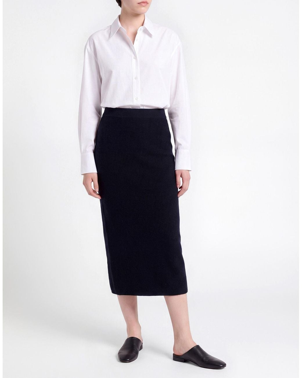 Fabiana Filippi Black Midnight Midi Skirt Virgin Wool, Mohair Wool, Polyamide, Silk, Cashmere