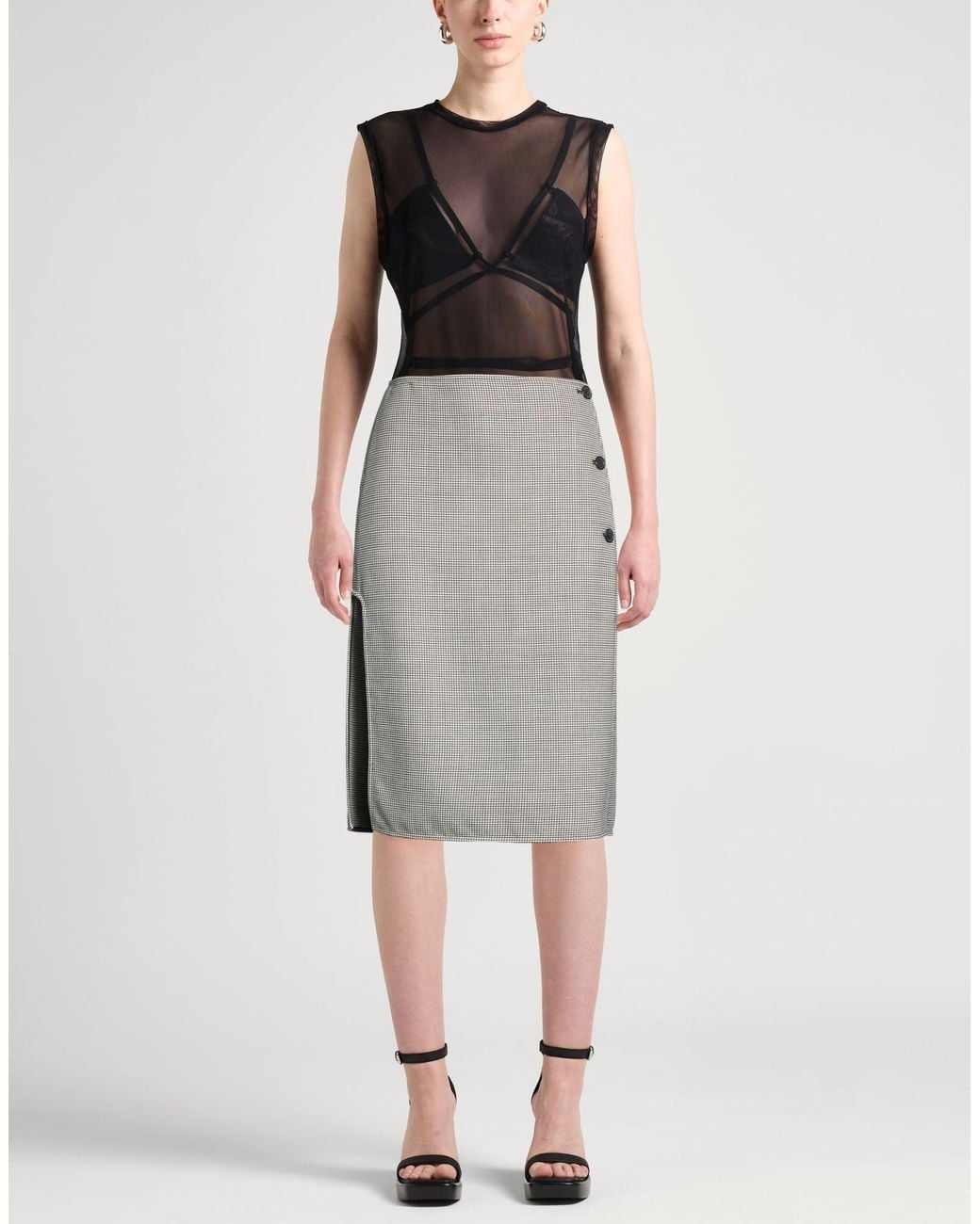 Courreges Gray Midi Skirt Polyester, Wool, Elastane, Polyamide