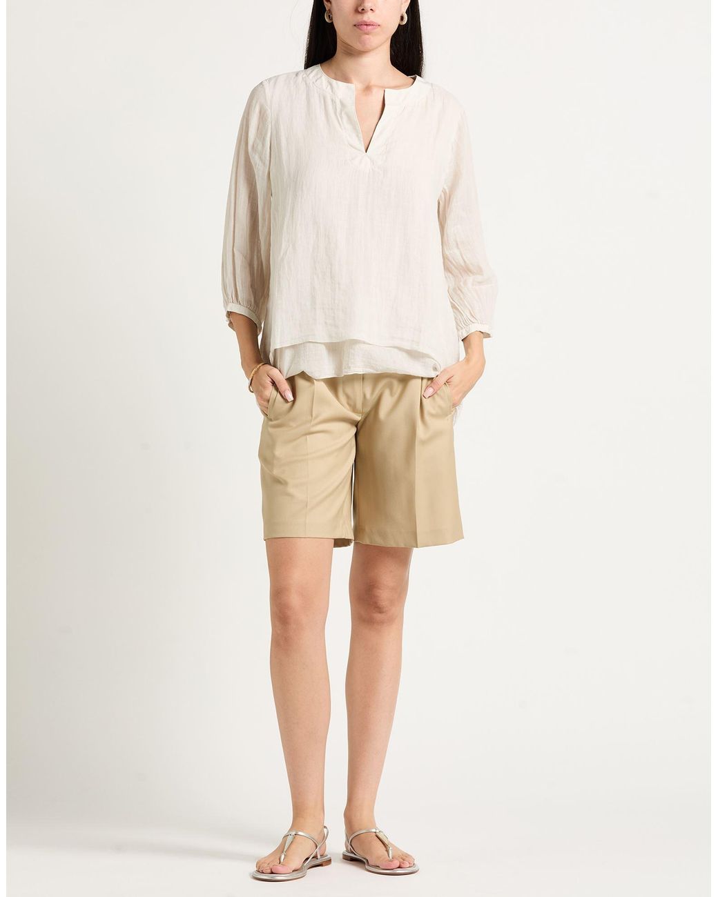 European Culture White Top Ramie, Cotton