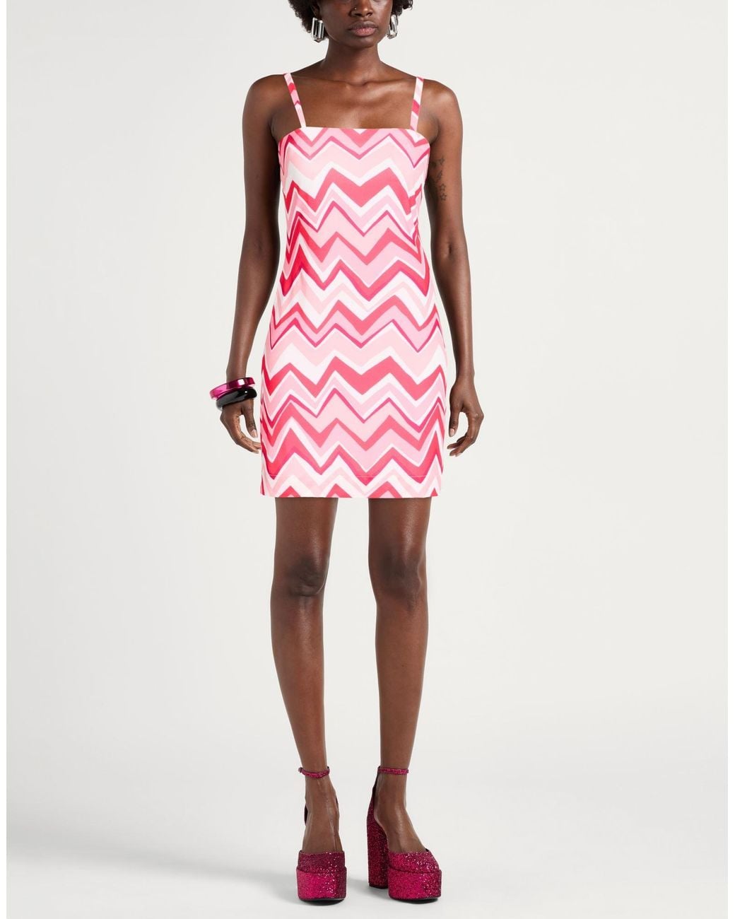 Missoni Pink Coral Mini Dress Polyester, Elastane