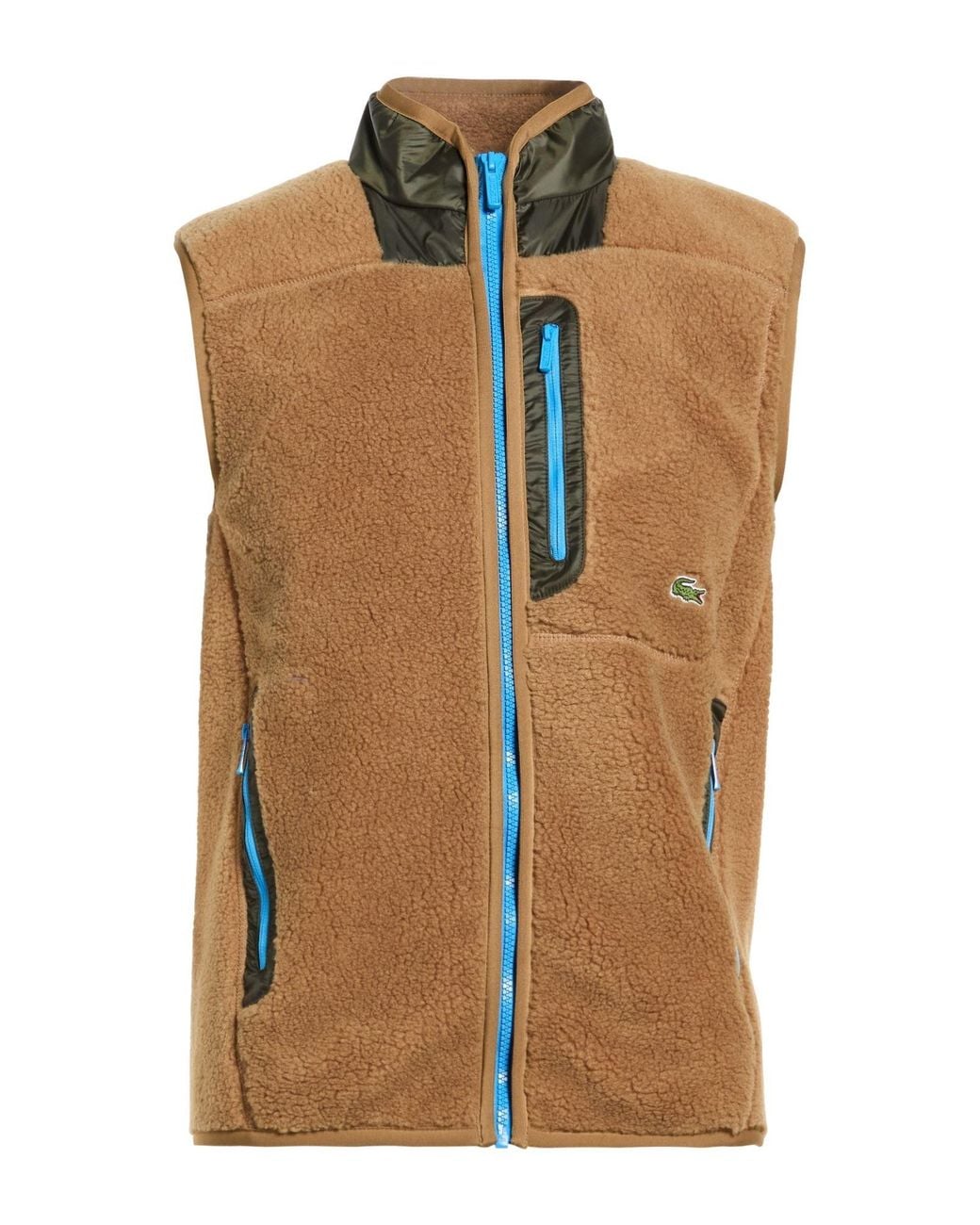 Lacoste Brown Camel Vest Polyester, Acrylic for men