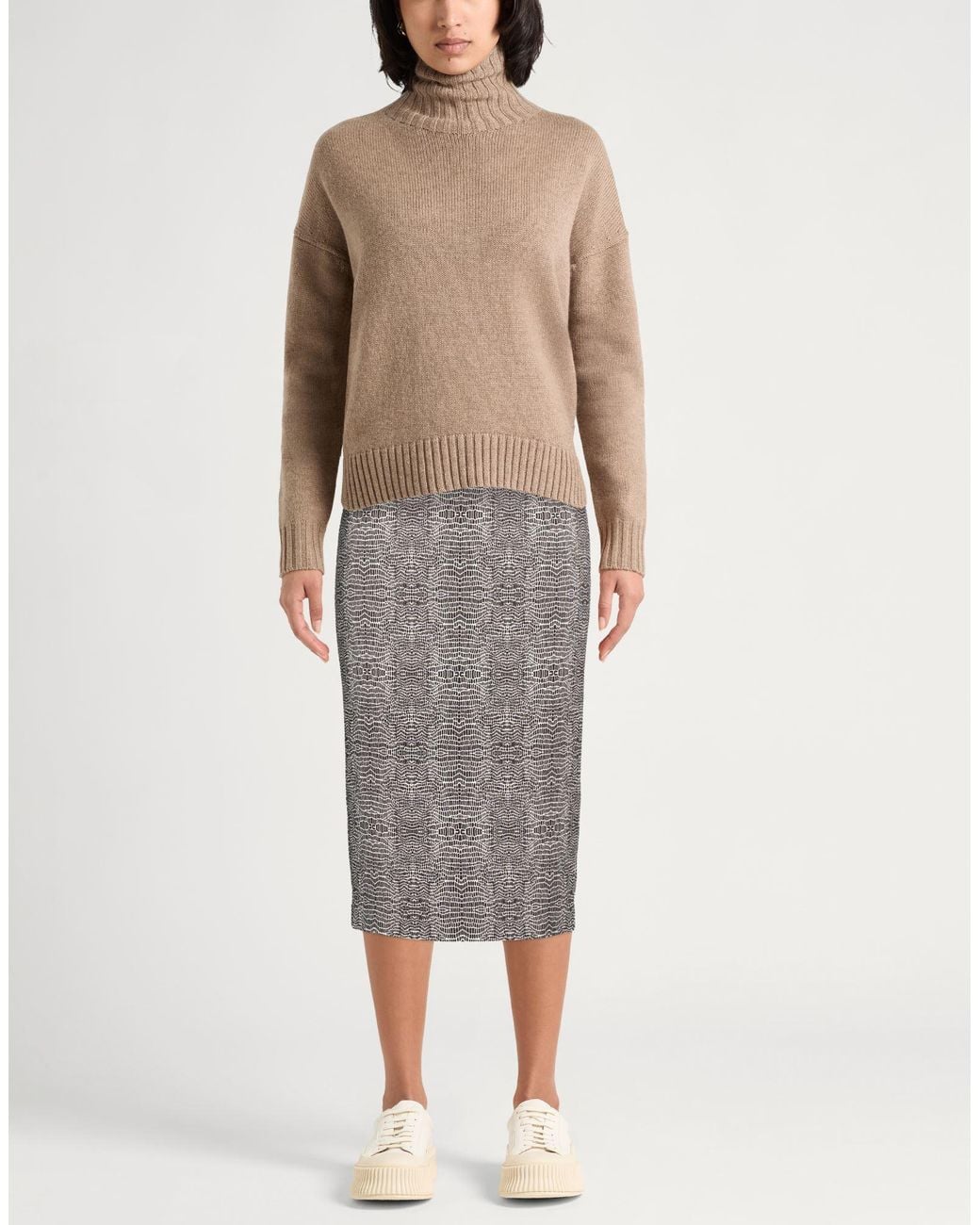 Elisabetta Franchi Gray Midi Skirt Viscose, Elastane