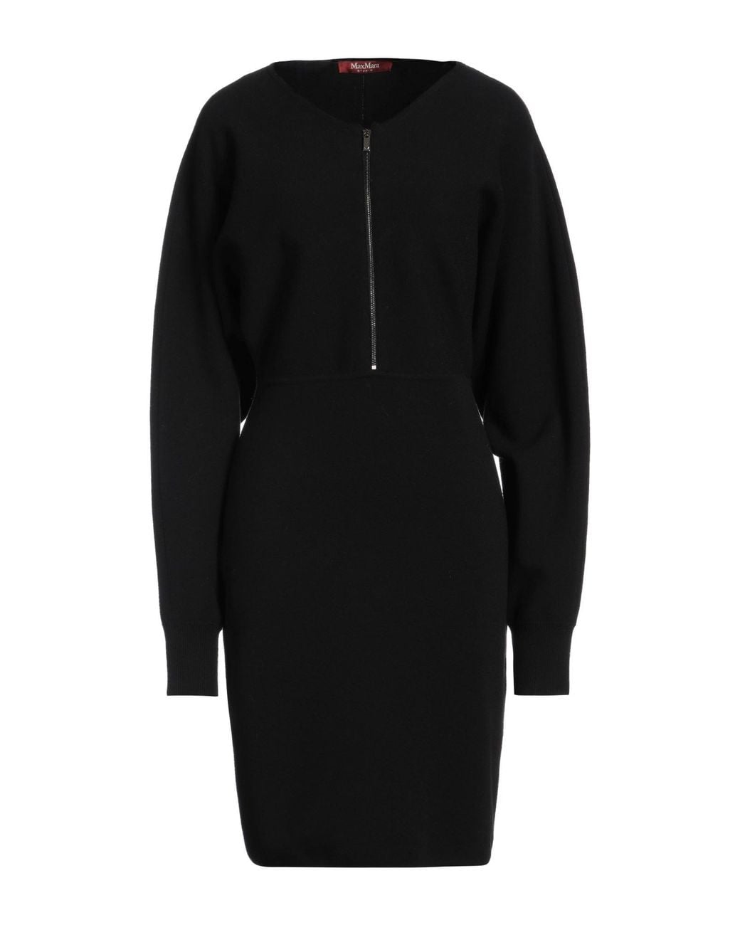 Max Mara Black Midi Dress Viscose, Polyamide, Wool