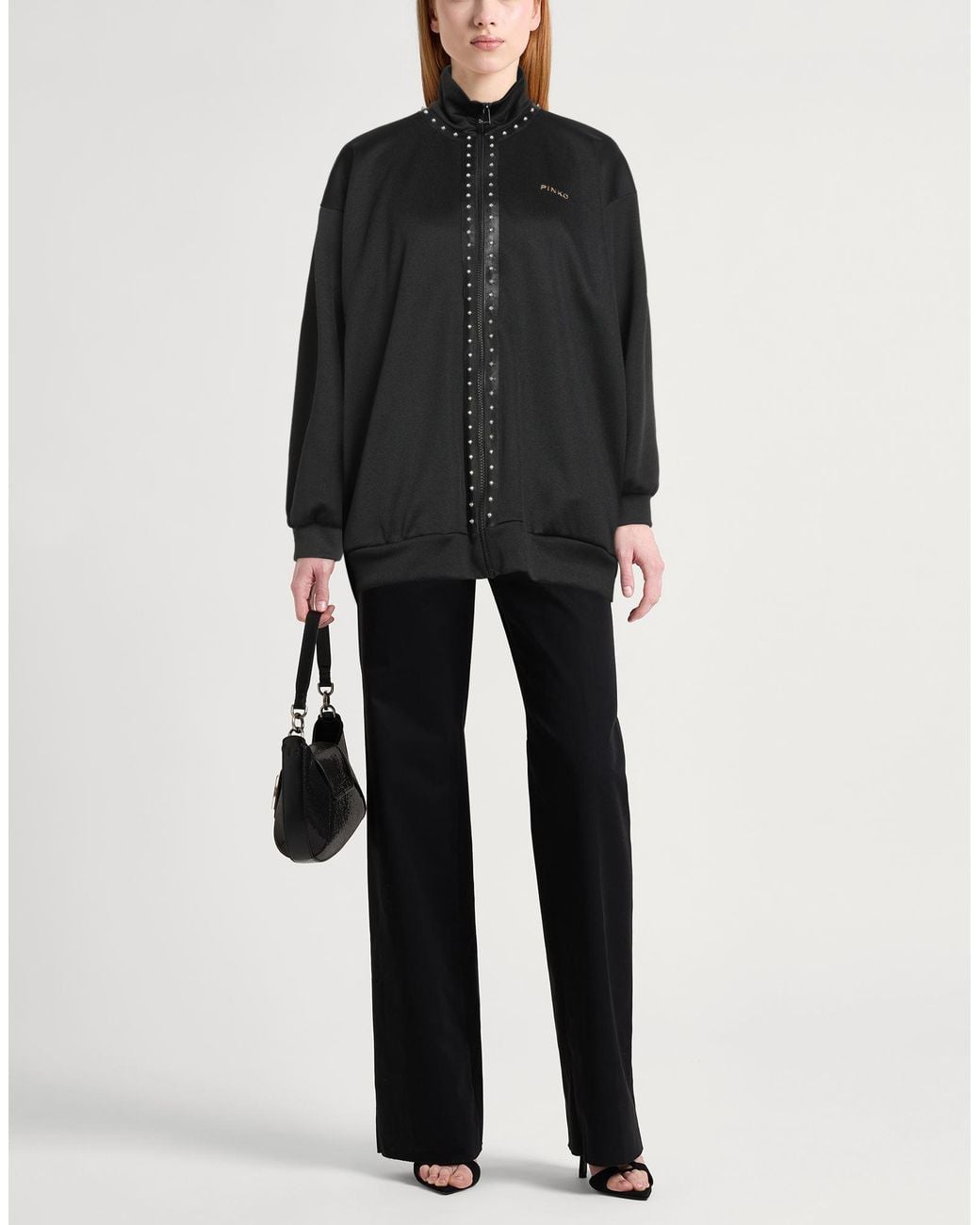 Pinko Black Sweatshirt Polyester, Cotton