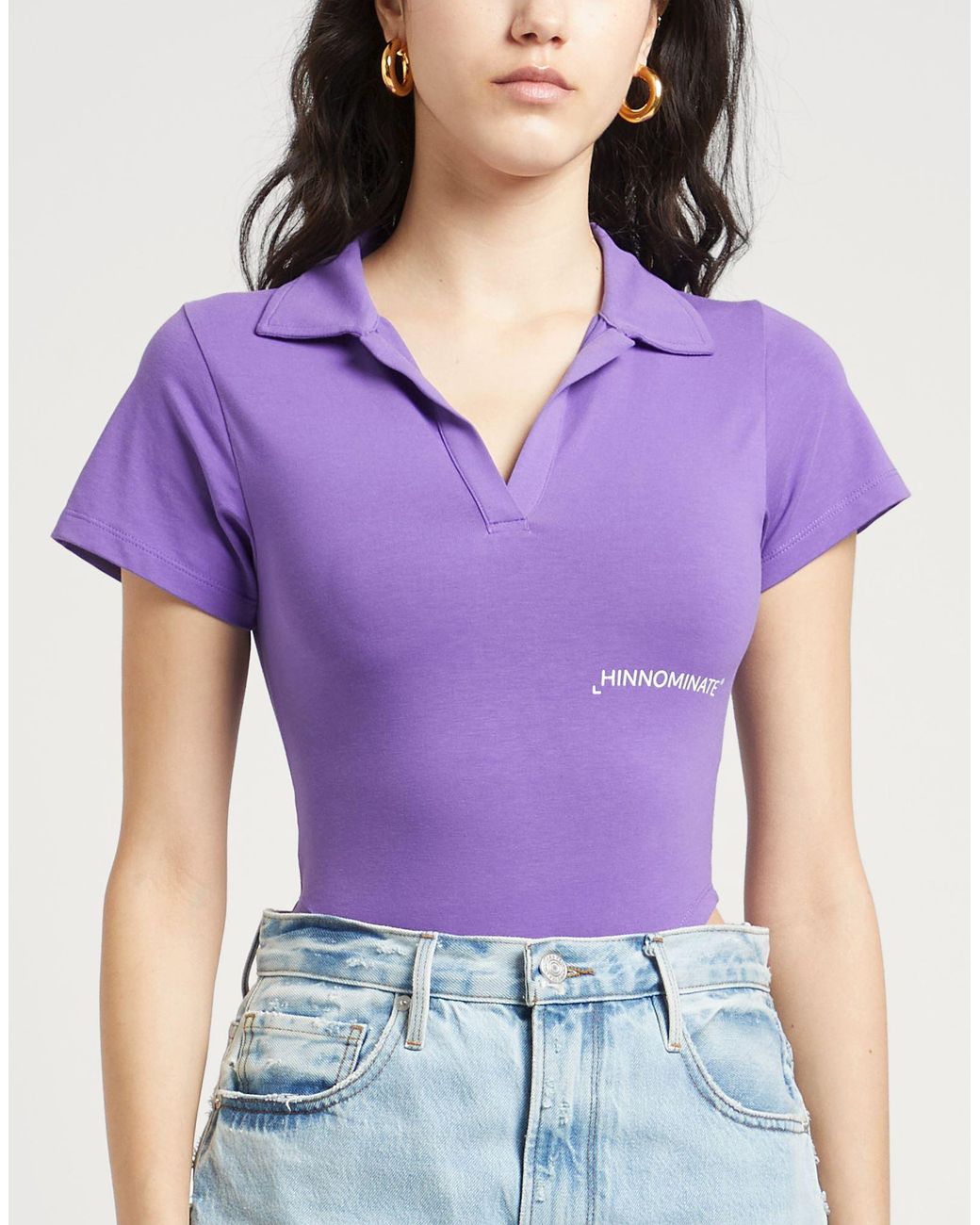 hinnominate Purple Bodysuit Cotton, Elastane