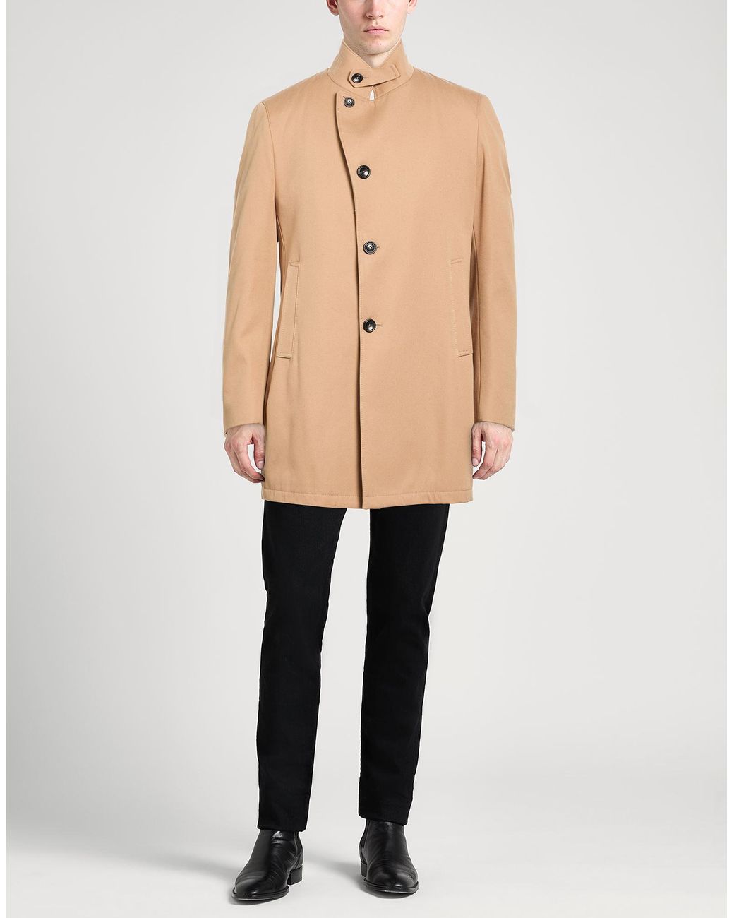 Tagliatore Natural Camel Coat Cotton for men