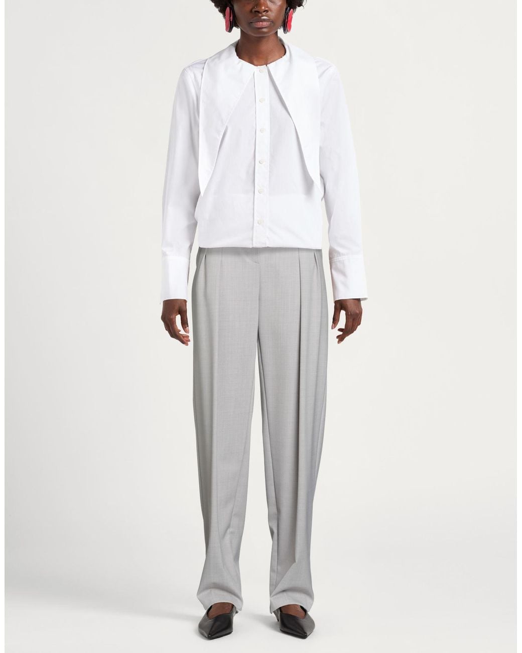 Elisabetta Franchi Gray Light Pants Polyester, Virgin Wool, Elastane