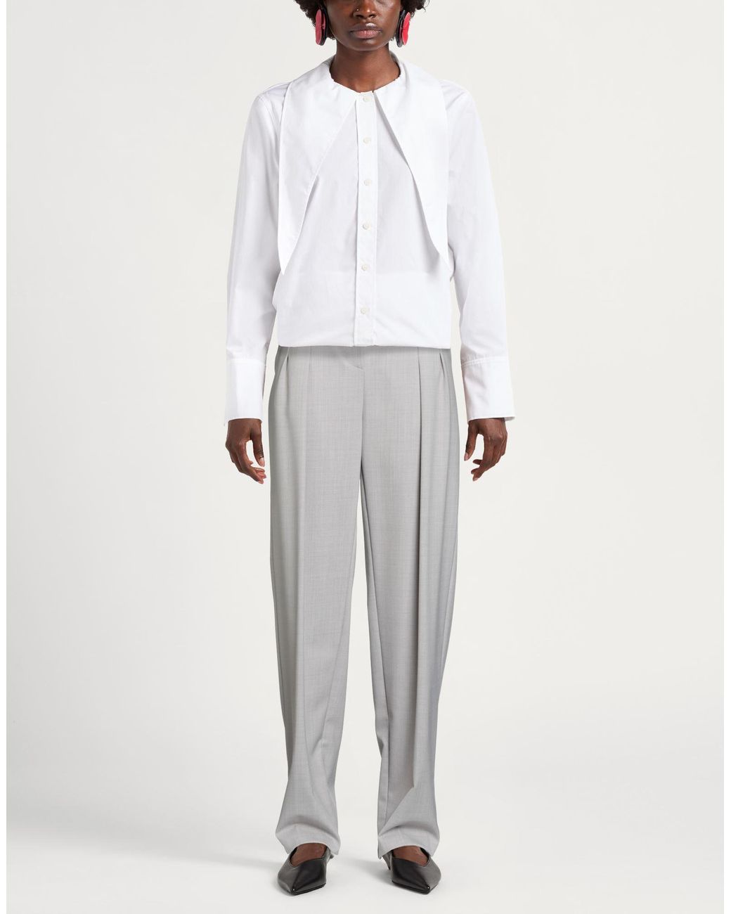 Elisabetta Franchi Gray Light Pants Polyester, Virgin Wool, Elastane