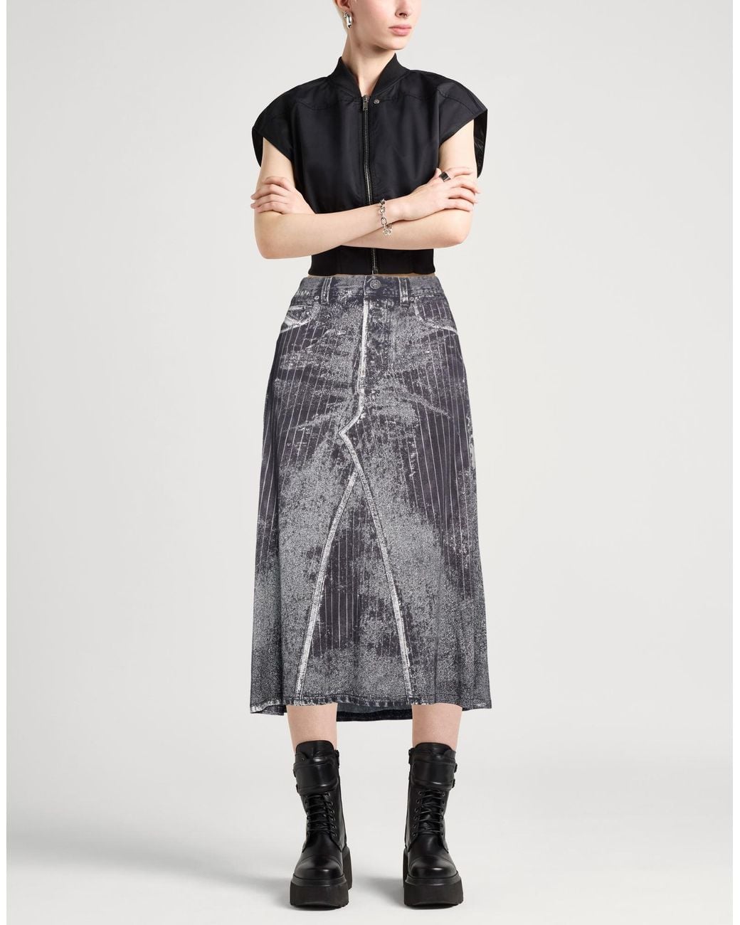 DIESEL Gray Midi Skirt