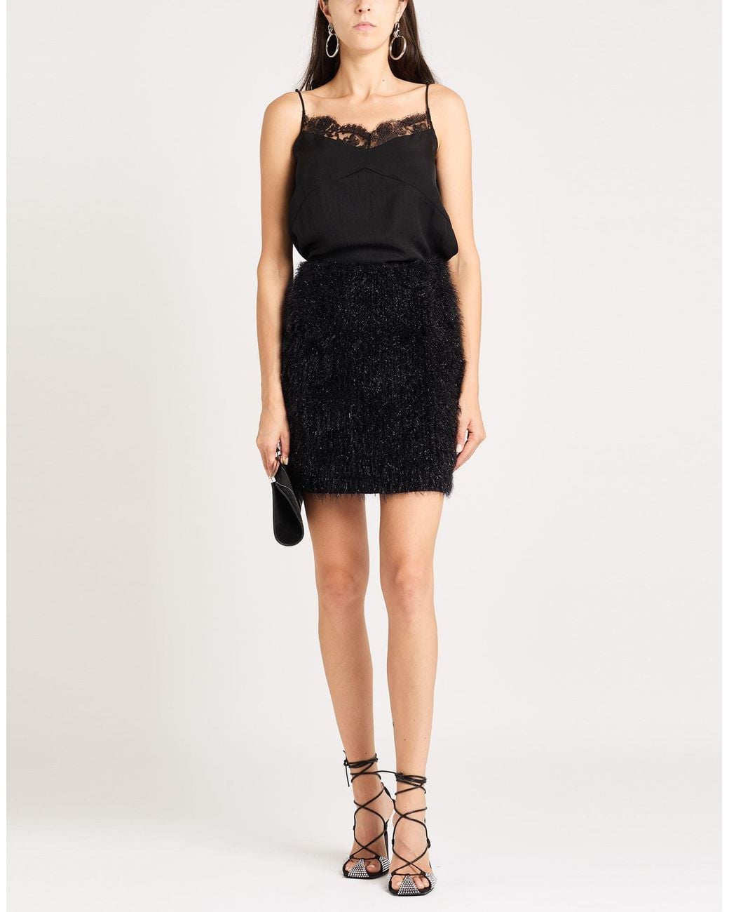 8pm Black Mini Skirt Polyamide, Acrylic, Viscose, Wool