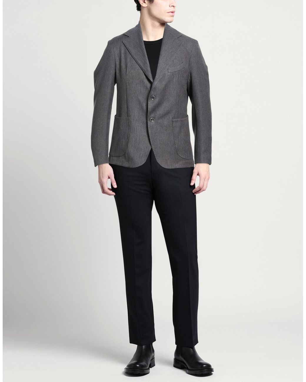 Exte Gray Blazer Polyester, Viscose for men