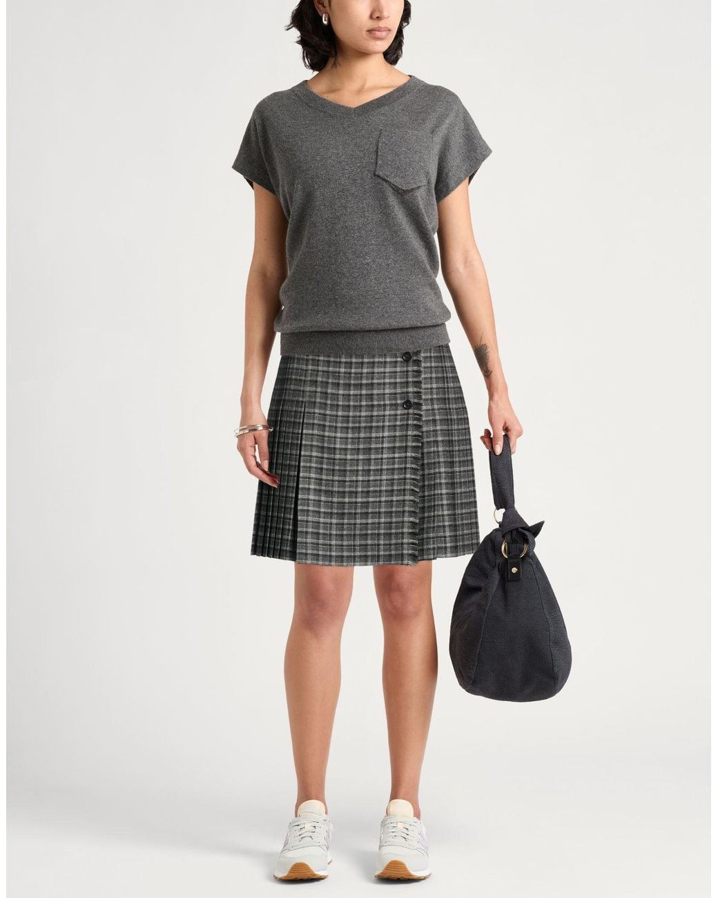 Aspesi Gray Mini Skirt Virgin Wool