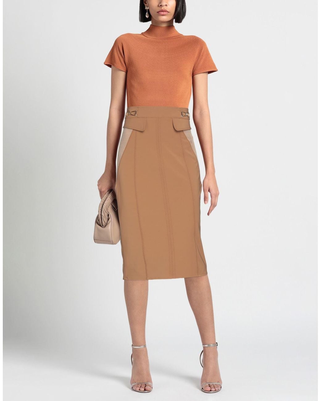 Elisabetta Franchi Brown Midi Skirt
