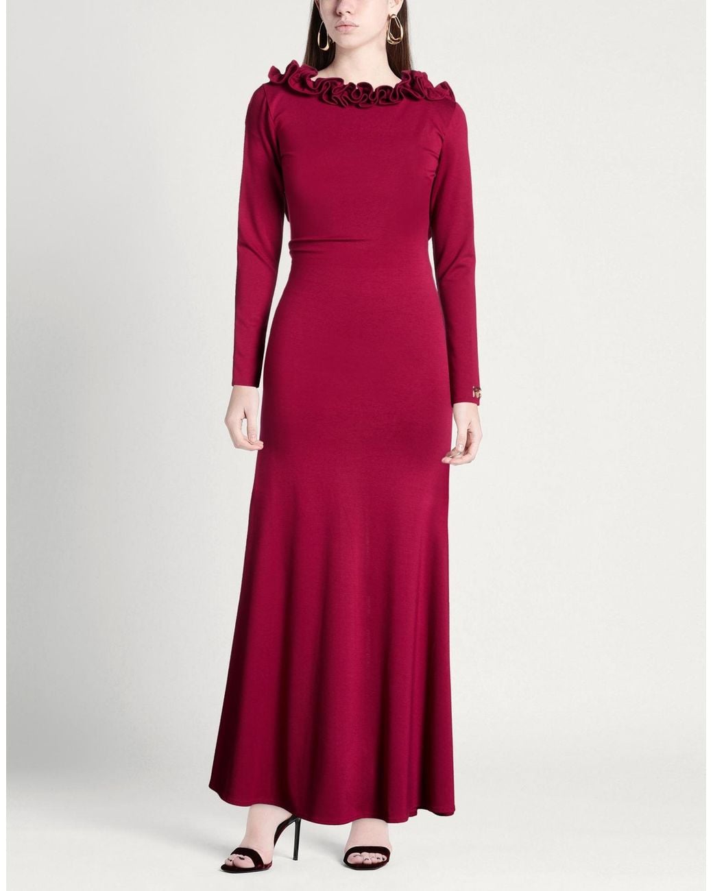 REVISE CONCEPT Red Maxi Dress Viscose, Polyamide, Elastane