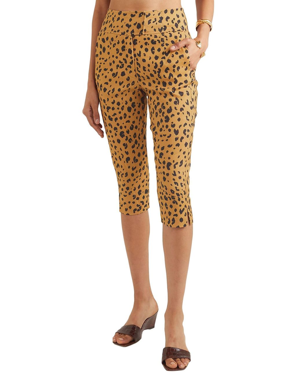 Nicholas Multicolor Cropped Leopard-print -blend Slim-leg Pants