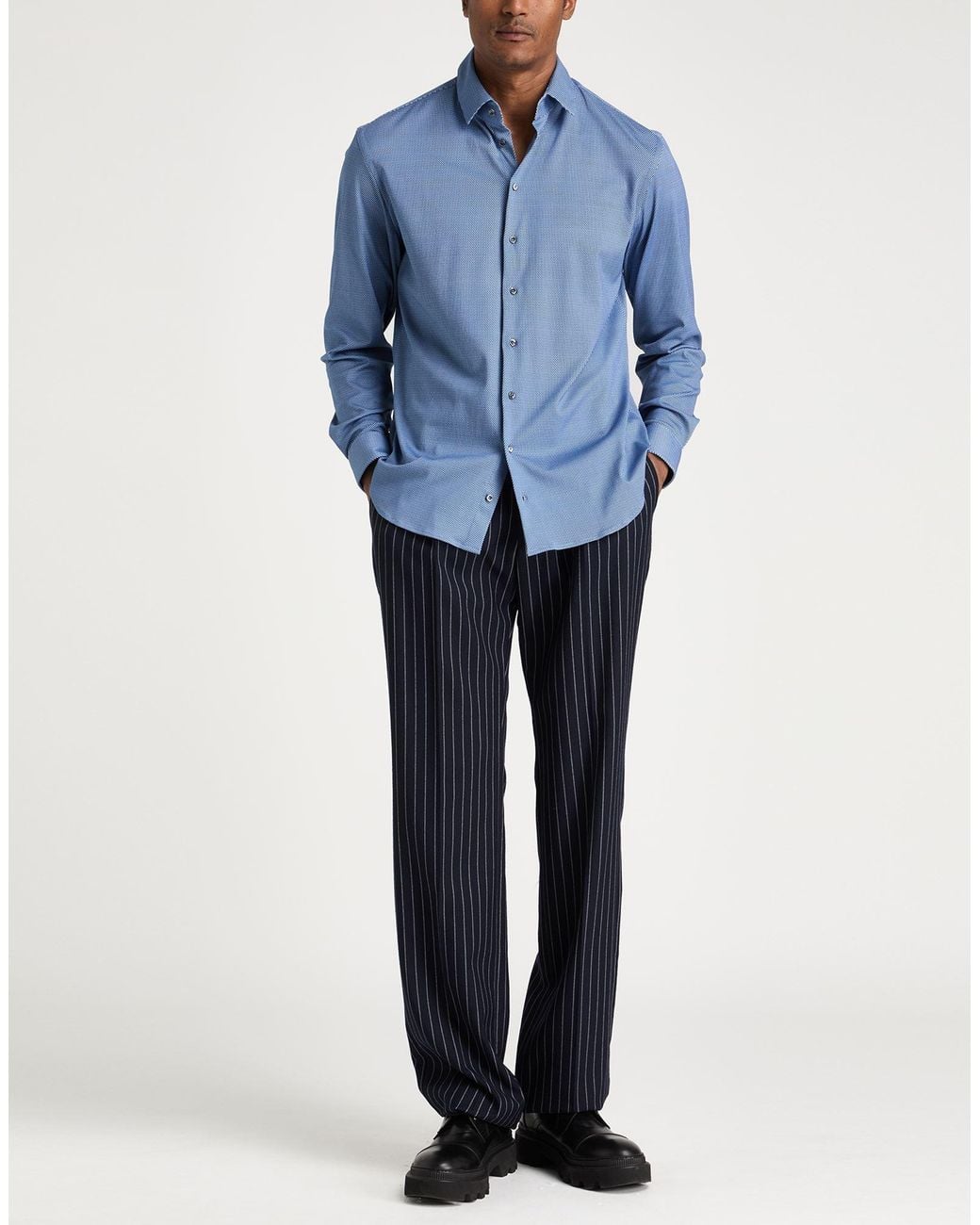 Giorgio Armani Blue Shirt Cotton for men
