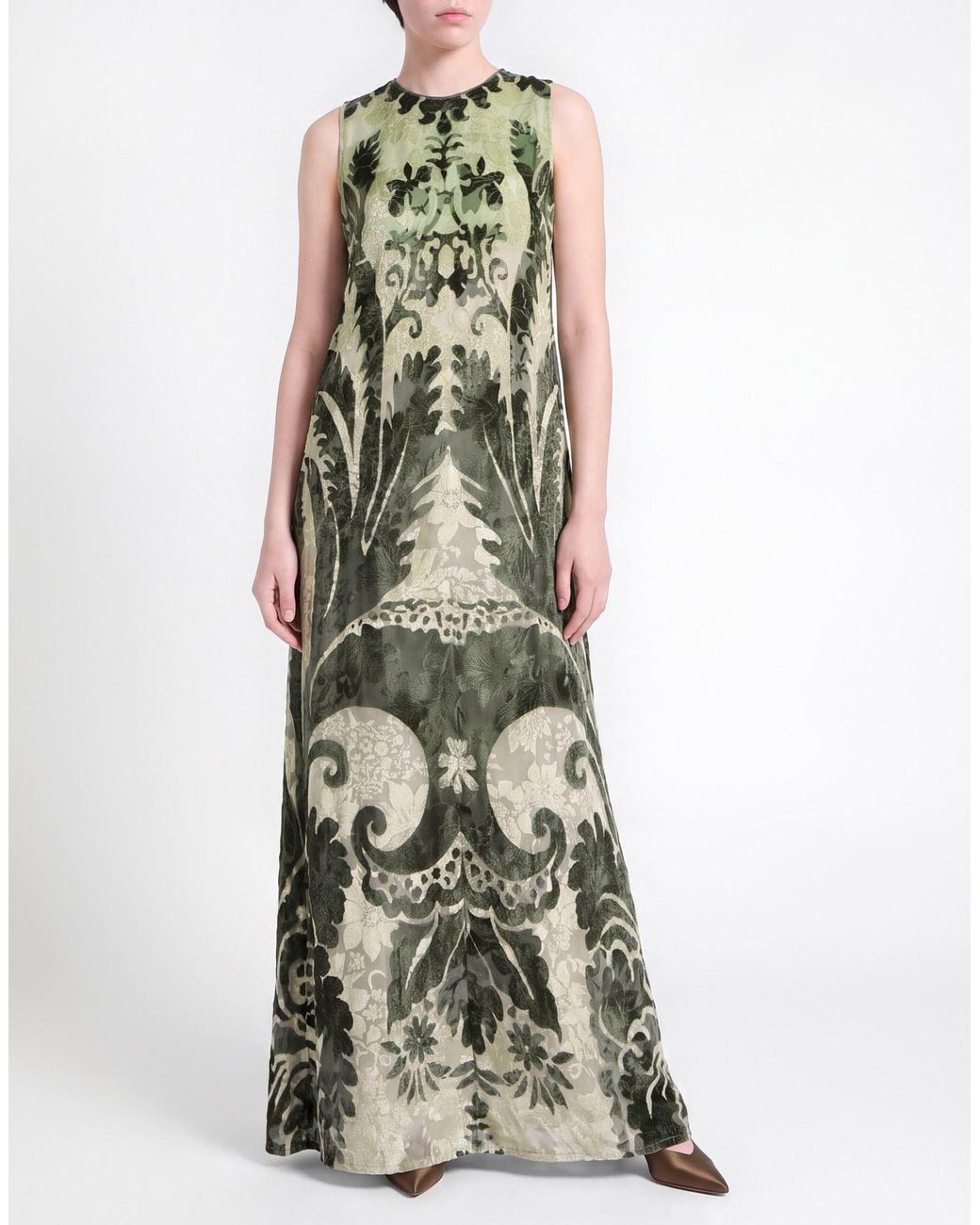F.R.S For Restless Sleepers Green Light Maxi Dress Viscose, Silk