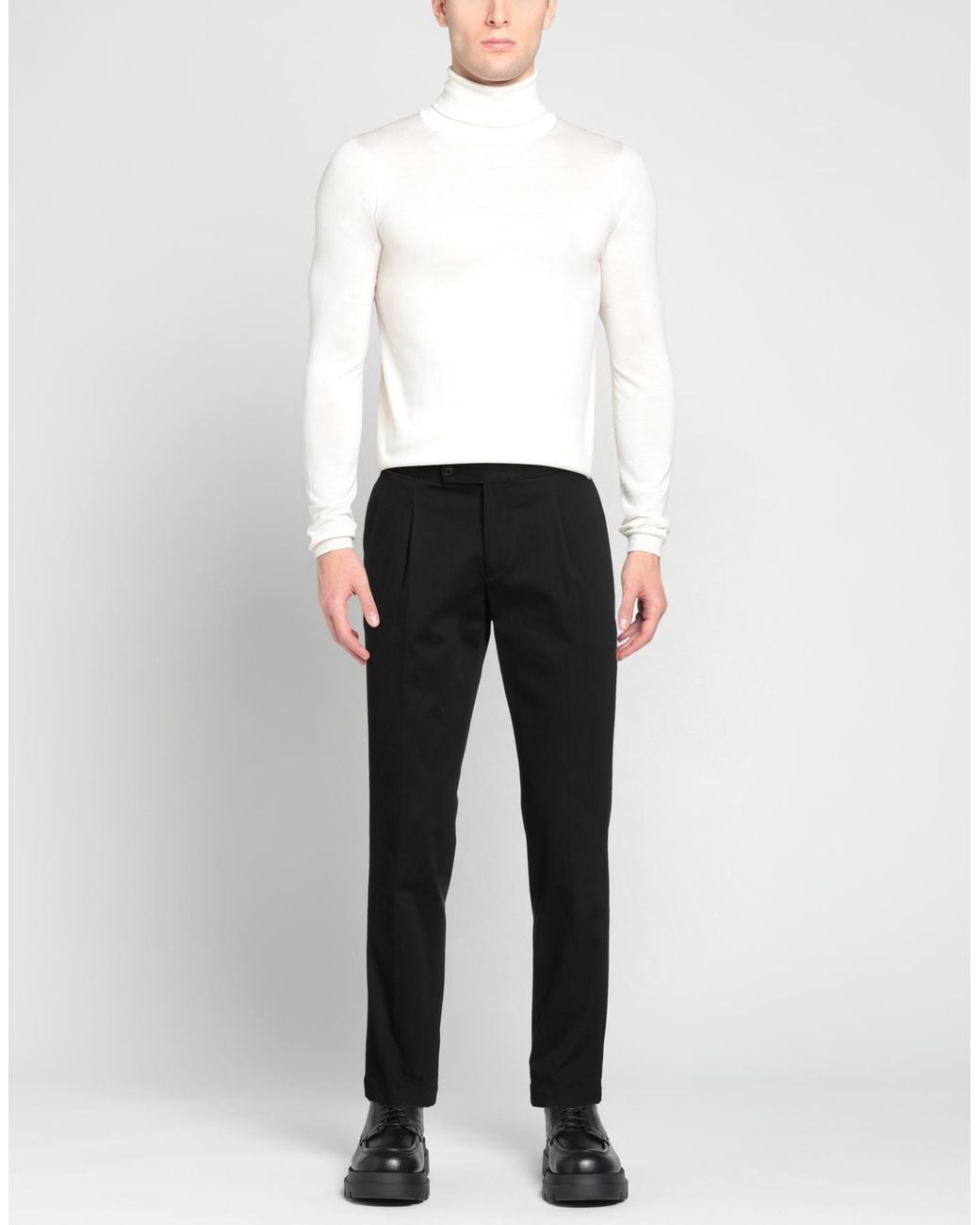Luigi Borrelli Napoli Black Pants Cotton, Elastane for men