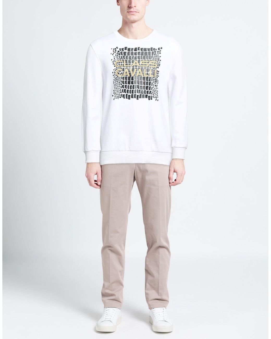 Roberto Cavalli White Sweatshirt Cotton for men