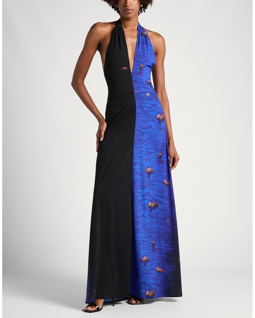 Silvia Schneider Blue Maxi Dress Polyester