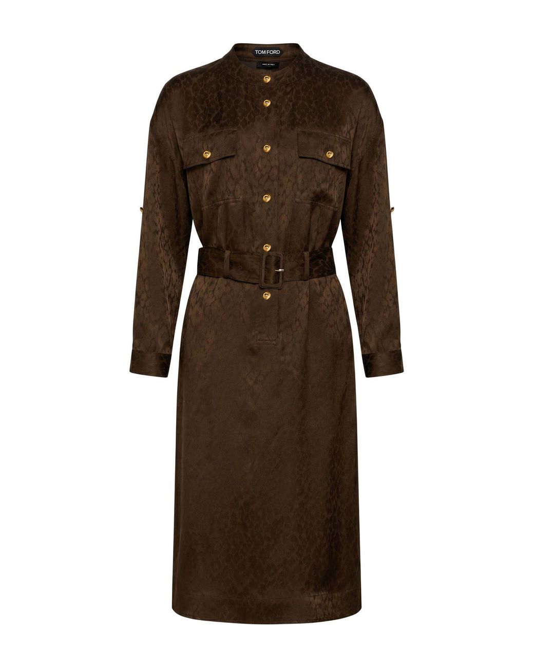 Tom Ford Brown Chocolate Midi Dress Silk