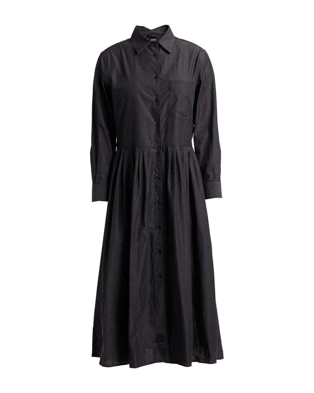 Aspesi Black Charcoal Midi Dress Cotton