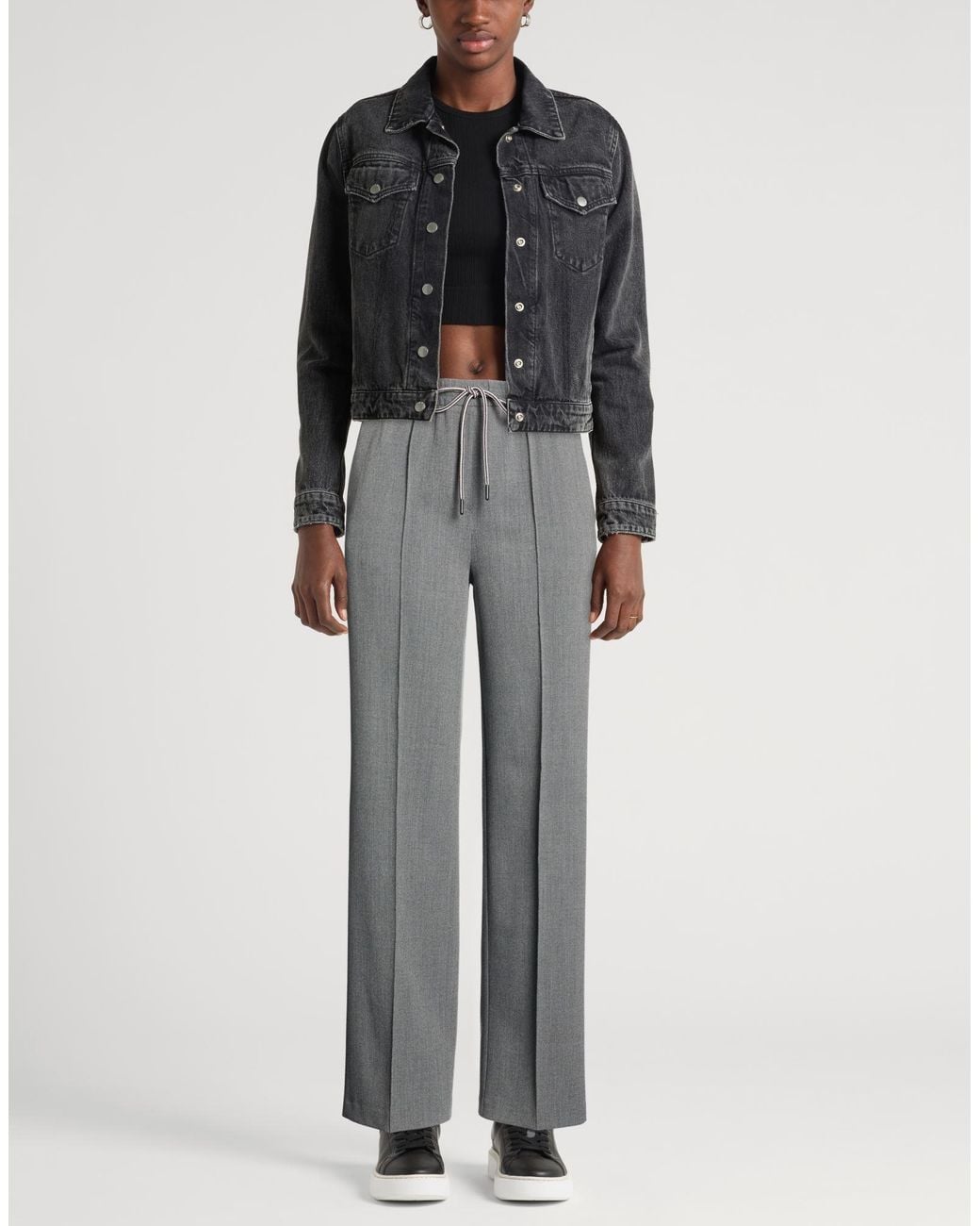 Beatrice B. Gray Pants Polyester, Viscose, Elastane