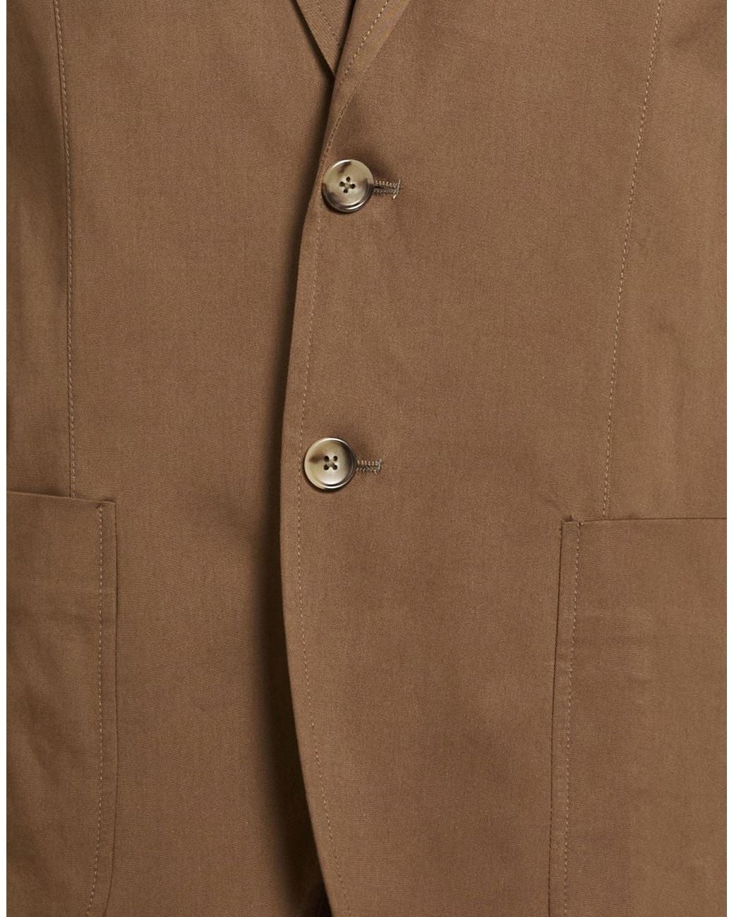 Paoloni Brown Blazer Cotton, Elastane for men